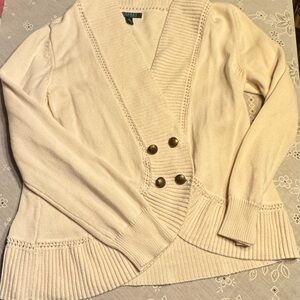 Ralph Lauren Cream Double-Breasted Cardigan